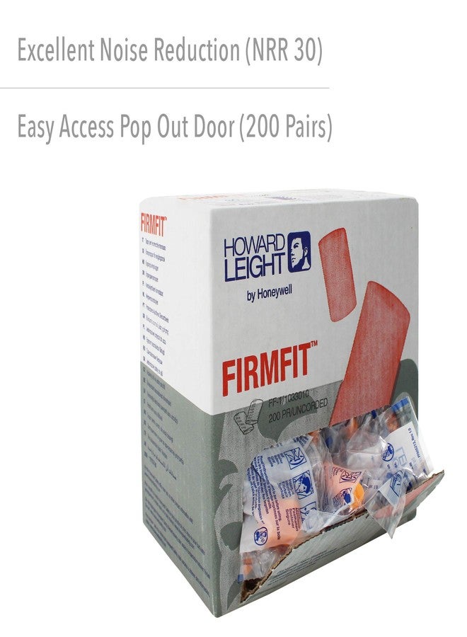 Howard Leight by Honeywell FirmFit Disposable Foam Earplugs, Polybag, 200-Pairs (FF-1) , Orange - Image 2